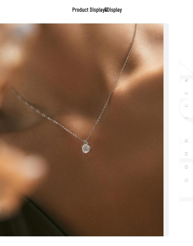 MODIAN 1 Carat Moissanite S925 Sterling Silver Necklace - Elegant & Luxurious, All-Match Clavicle Chain for Women