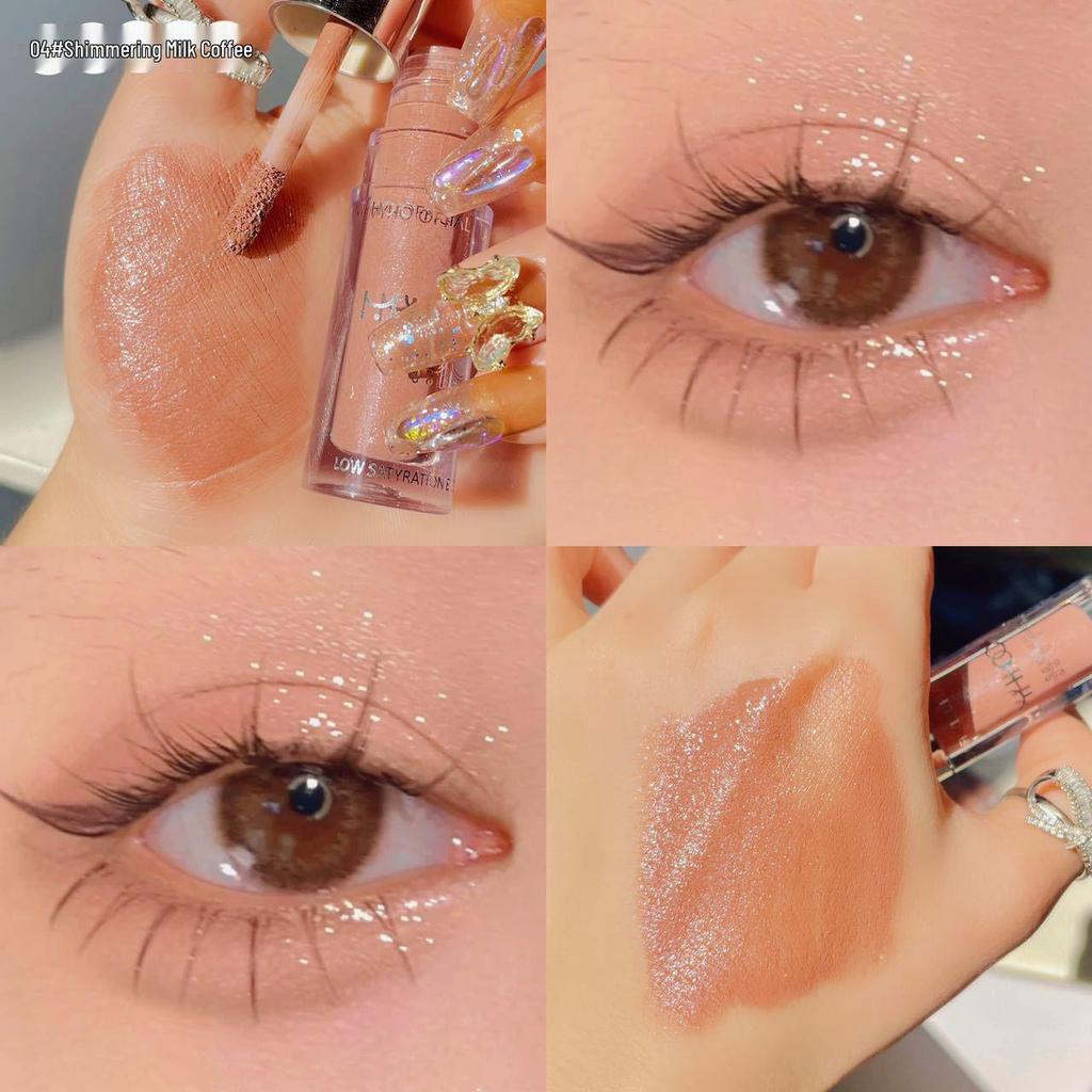 MYHO Shimmer Liquid Eyeshadow: Earth Tone Highlight & Contour for Women – Lightweight, Silky, Delicate for Beginners.