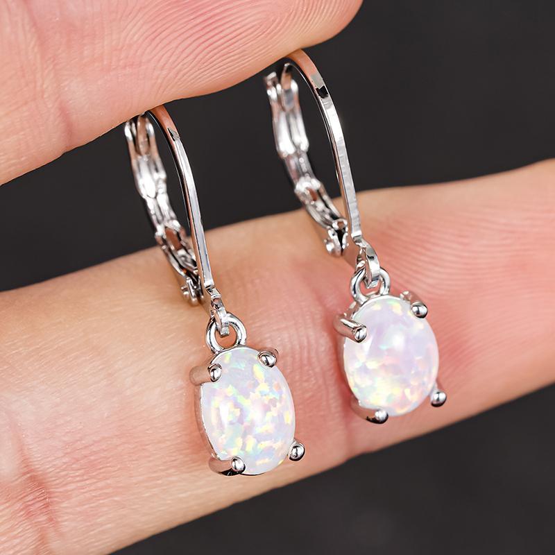 Huitan Imitation Opal Women Drop Earrings Simple Elegant Style Party Wedding Lady Fashion Accessories Versatile Jewelry GiftGood product