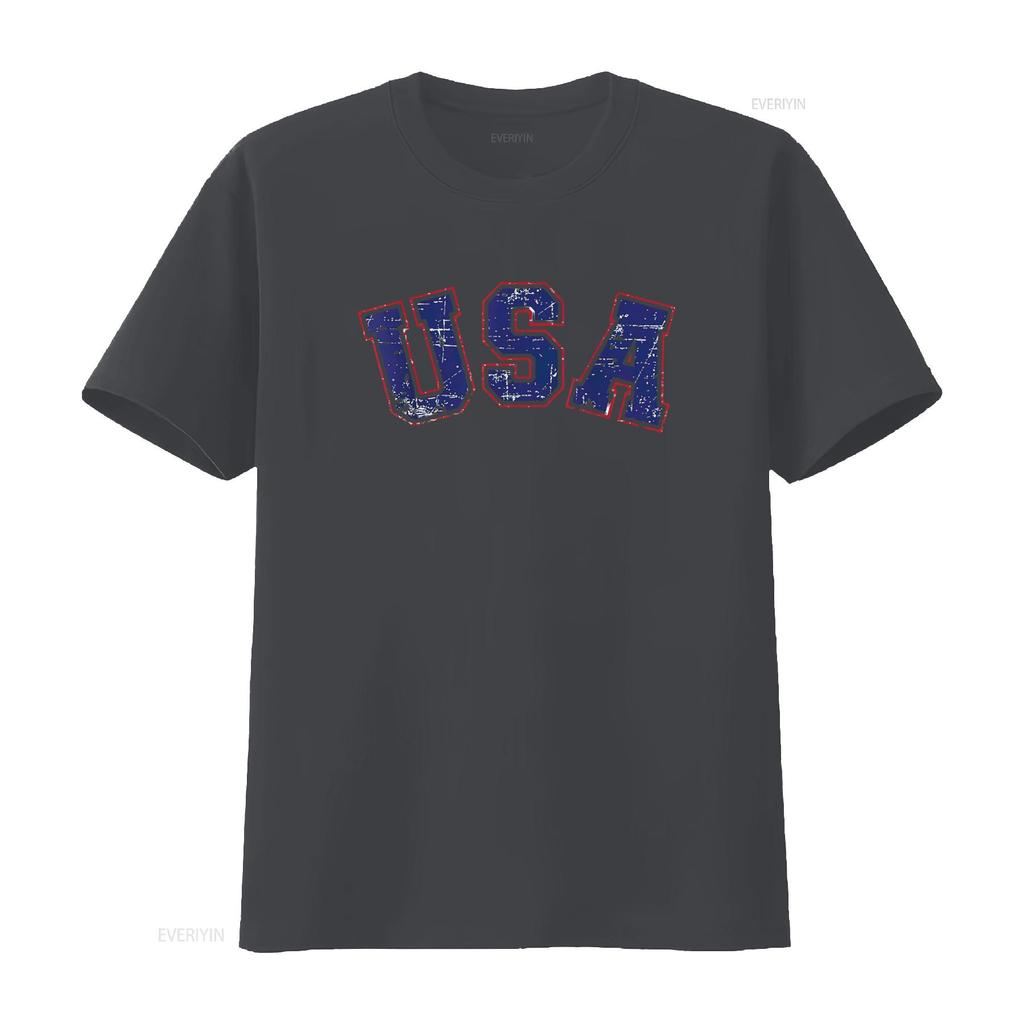 USA Team for Patriotic Independence Day On 4th of July Womens T Shirt Vintage Washed Versatile Fashion Casual Designer Clothes