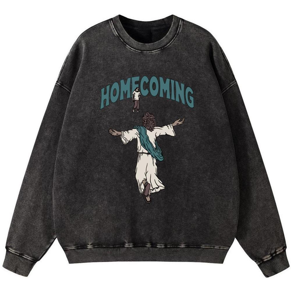 

Homecoming Womens Vintage Washed Cotton Sweatshirt Thin style Pullover Street Casual Hoodie Fashion Oversized S