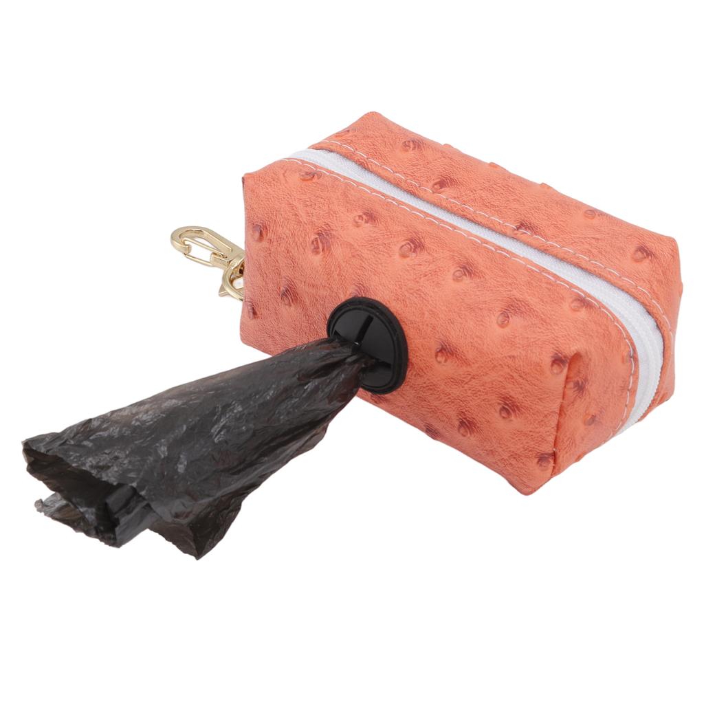 Zipper Poop Bag Holder Practical Convenient Dog Waste Bag Dispenser for Pets Outdoor Orange