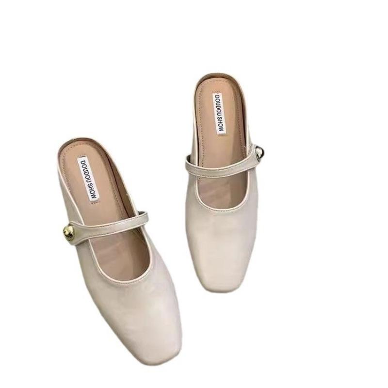 Flat-bottomed bag head and half slippers women's outer wear spring and summer one-pedal lazy single shoes