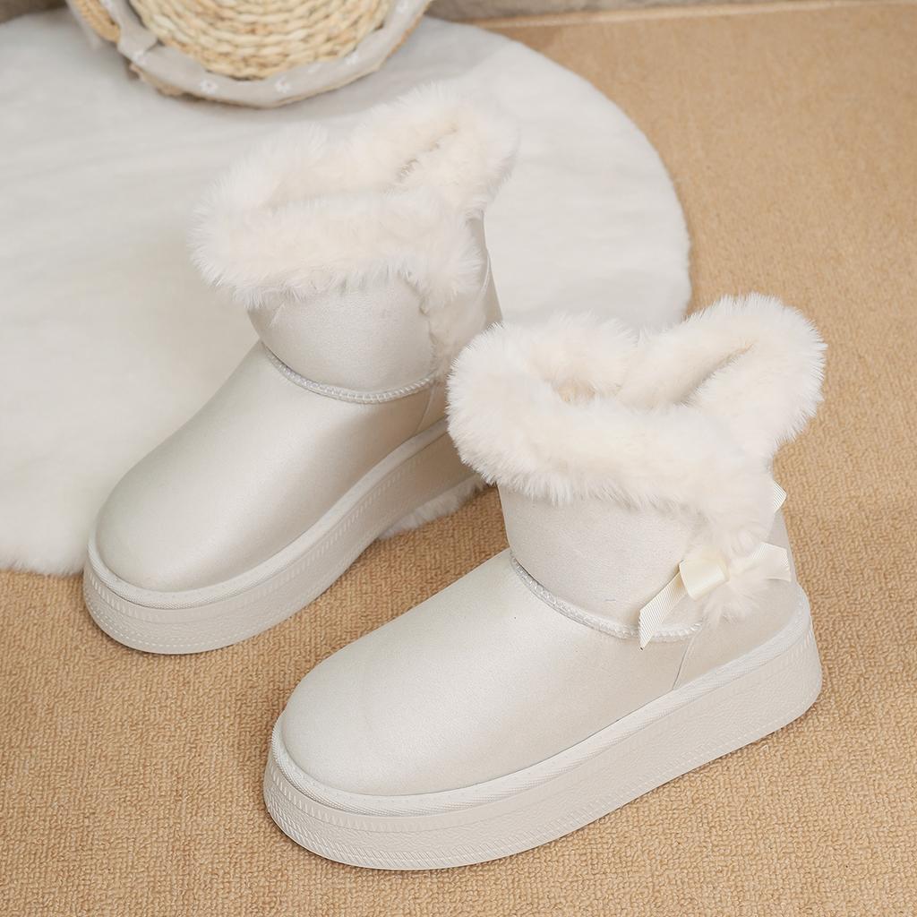 Foreign trade large size snow boots women's 2025 winter new casual fur warm outer wear thick-soled cotton boots