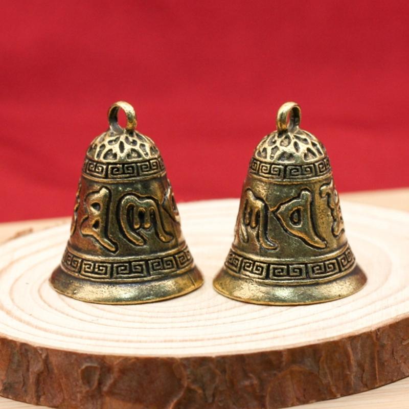 Regalo Consciente Campana de Oración Budista Cuerpo de Aleación de Zinc Y Cuerda de Madera Natural Fragante Llavero de Decoración con Mantra