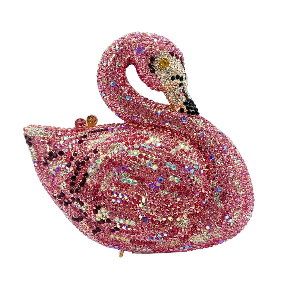 

WHTUOHENG Swan Shaped Clutch Bags Rhinestone Day Diamond Metallic Clutches Gem Wedding Purse Evening Handbags For Women Purses 17cmX15cmX6cm