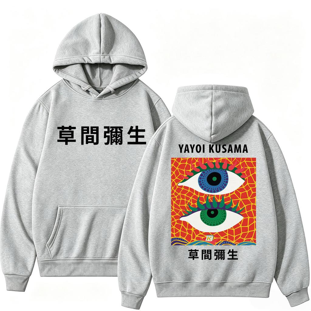 Felpa Grafica Artista Yayoi Kusama Stile Giapponese Unisex Arte Unico Vintage Manica Lunga Ampia Pile Casual Tuta Streetwear