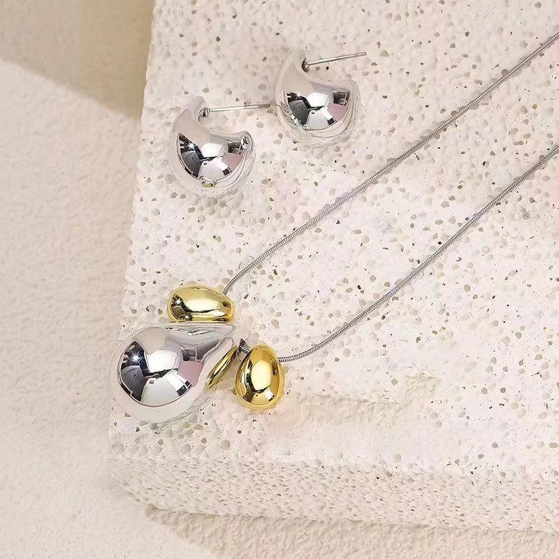 Bow Love Doudou Necklace Earrings Set High-End Women'S Niche Clavicle Chain Personalized Items