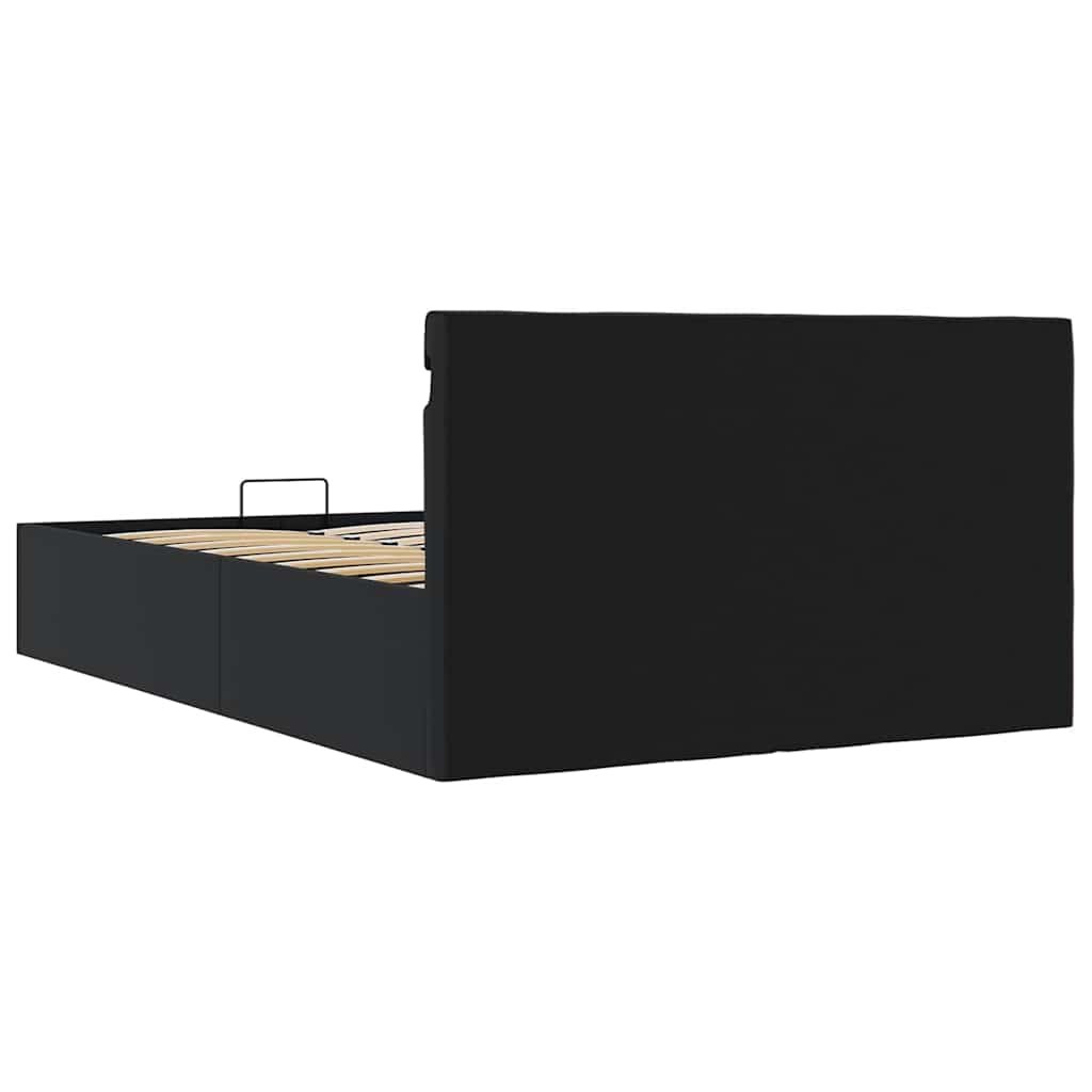 Hydraulic Storage Bed with LED Lighting Faux Leather 140x200 cm