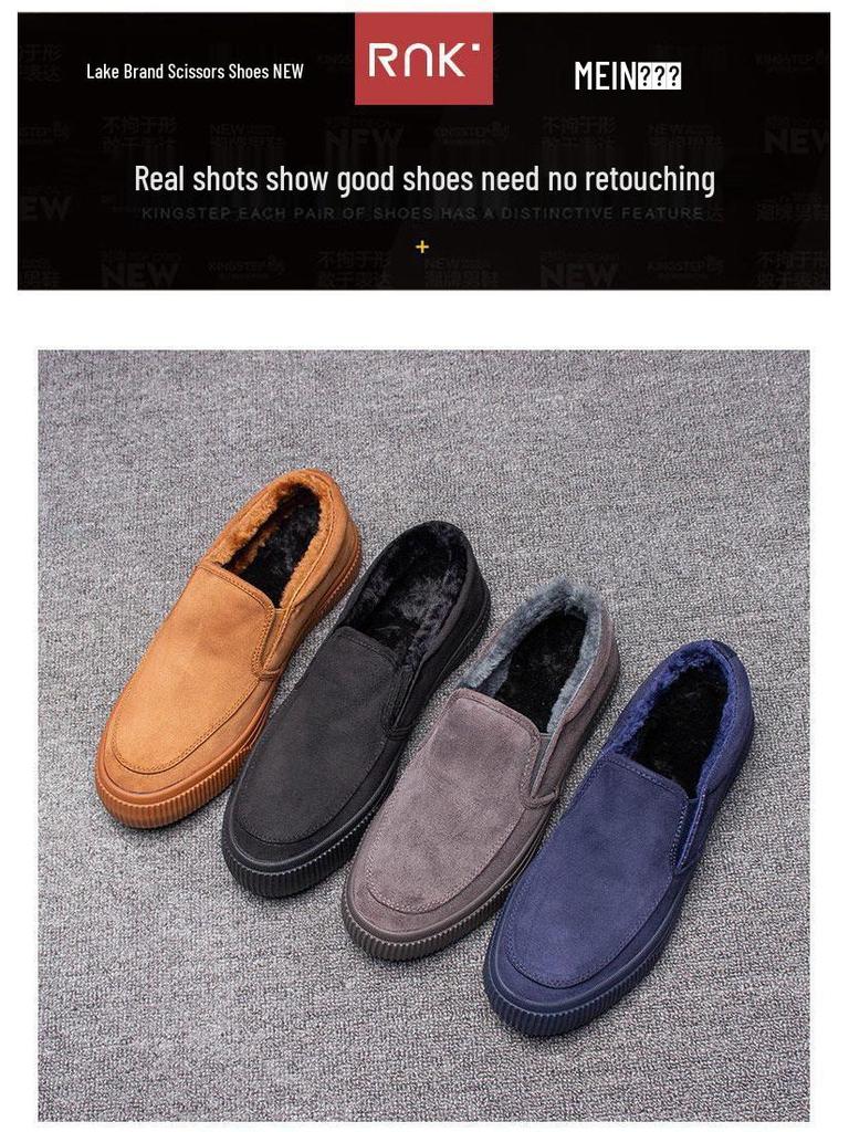 Men's Winter Fleece-Lined Canvas Loafers - Slip-On, Warm Casual Shoes