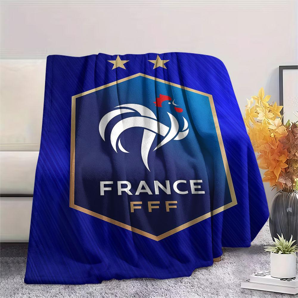 1PC France National Football Team Patterned Flannel Blanket Suitable For All Seasons for Home Decor Warmth and Comfort Gifts Holiday Present