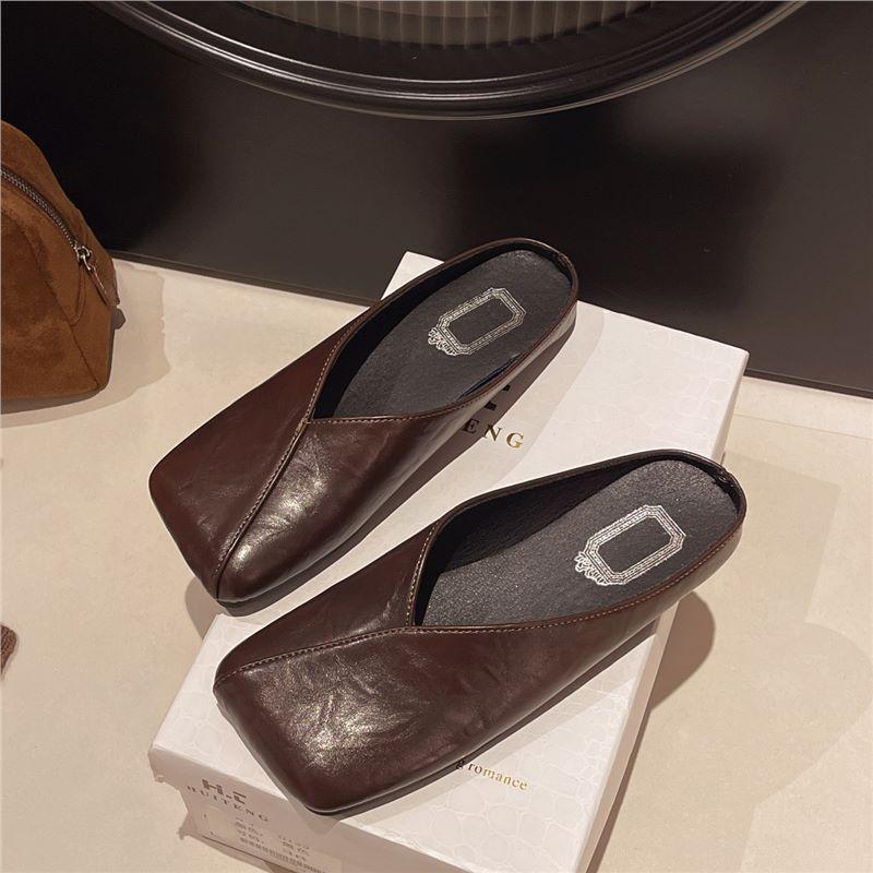 2025 Spring and Summer New One-pedal Bag Head Half Slippers Outer Wear Women's Shoes Shallow Mouth Comfortable Versatile Soft Flat Sole Shoes