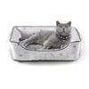 JEMA Pet Bed, Cat Bed, Dog Cushion, Pet Cool Sofa, Soft 3D Cotton, Cool and Refreshing for Summer, Washable, 50x40x13cm, Bear Pattern, Gray