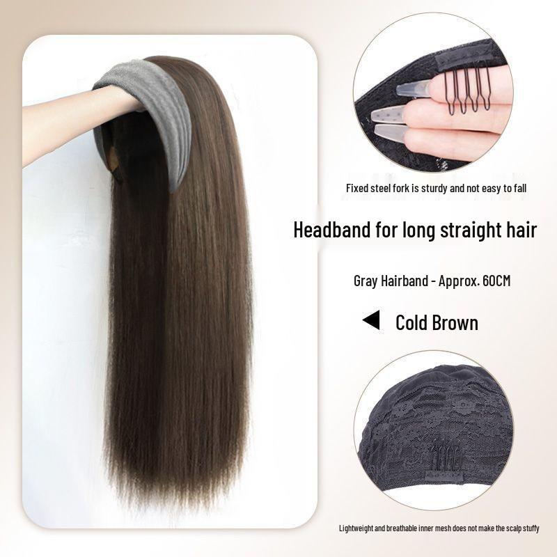 Gray Half-Head Big Waves Wig with Detachable Thickening Cap