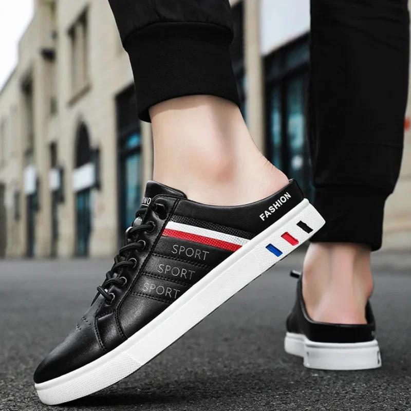 Fashion Men's Summer Closed Toe Slippers New Mens Sneakers Comfortable Loafers Slip on Male Driving Shoes Anti-slip Zapatillas De Hombre