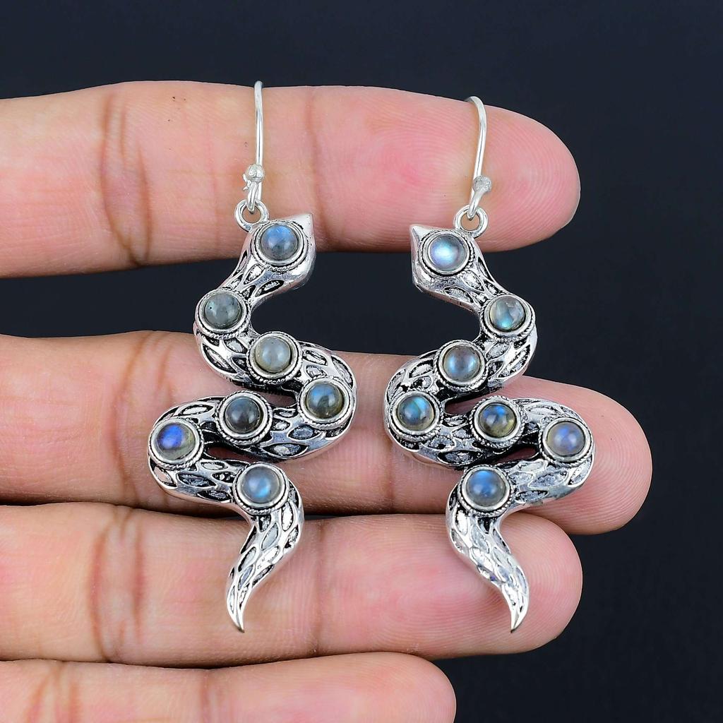 Labradorite Gemstone Earrings Solid 925 Sterling Silver Handmade Earrings Jewelry Gift For Women And Girls LG-540