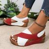 Sandali da donna con zeppa a contrasto e tacco alto, scarpe casual a punta aperta con suola spessa, comodi sandali con cinturino alla caviglia