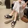 Summer New Intersection Woven Casual Cool Women's Shoes Linen Rope Thick-soled Muffin Sole Sandals Outer Wear Single Shoes