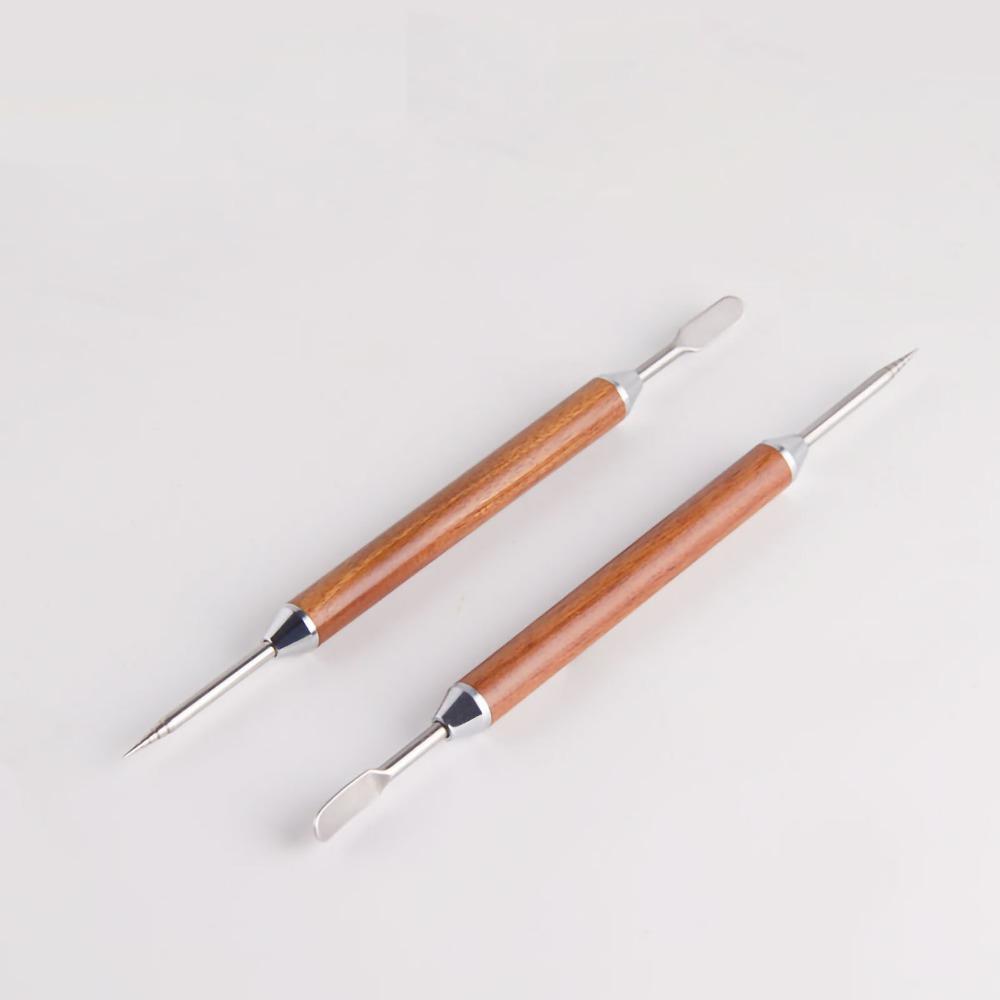 2-Pack Set Pear Wood Handle Coffee Art Needle Coffee Drawing Tool  Professional Barista Use