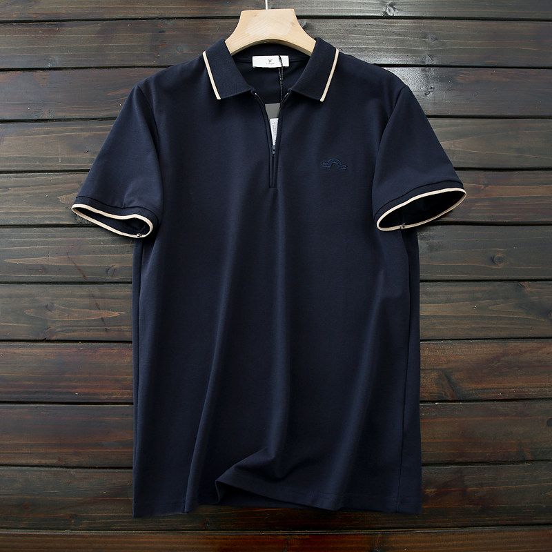 Word of Mouth Recommend Offline 39.Export Tail Goods Men Summer Cool Feeling Pearl Cotton Lapel Short Sleeve T-shirt Polo Shirt