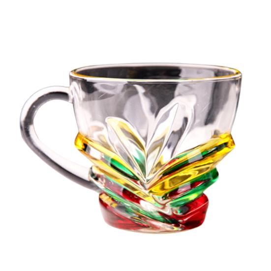 Hand Painted Glass Coffee Cup 175ml Artistic Tea Mug for Latte Coffee Heat-Resistant Glass Mug Literary Style Drinkware
