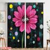 2pcs 2D Flat Printing Party Curtains Pink Flower Cool Polyester Without Electricity Festive Wall Decor Perfect for Holiday