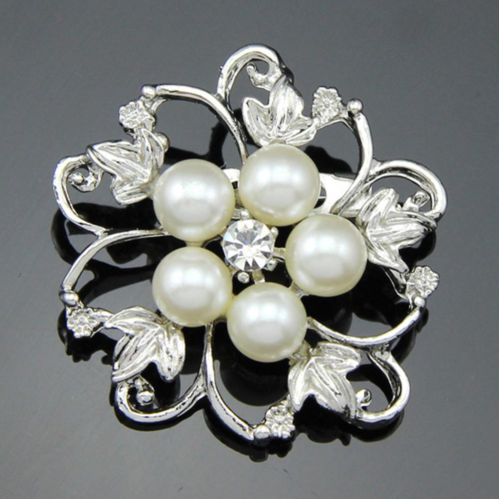 Fashion Alloy Crystal Pearl Bead Inlay Brooch