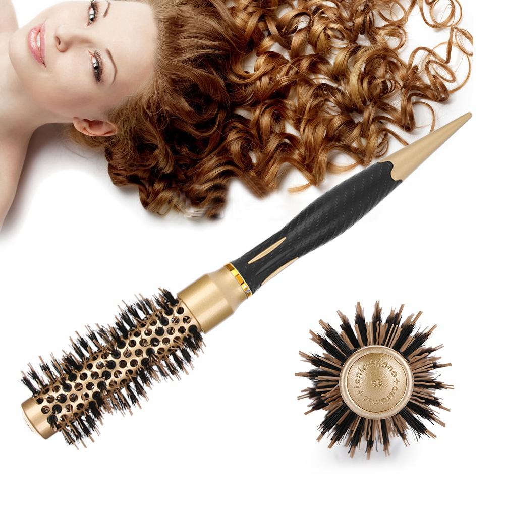 

Профессиональная антистатическая круглая расческа для волос, салонная щетка для укладки, брошь из нейлона и твила(25мм)