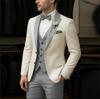 New Beige And Mint Green Formal Men Suit Groom Groomsman Wedding Party Prom Business Male Tuxedos 3 Piece Set Blazer Vest Pants