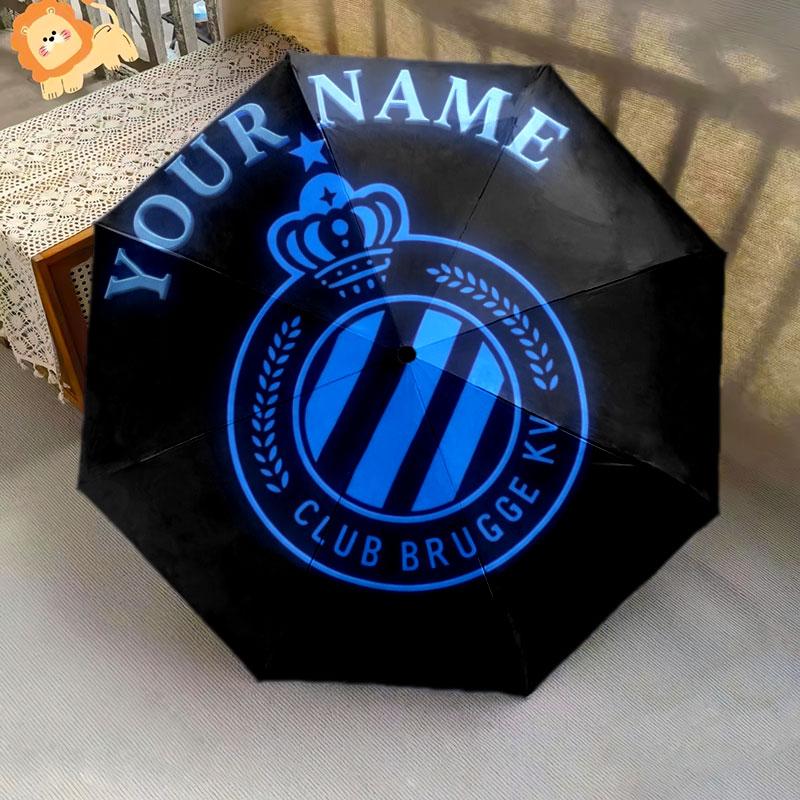 1 PC Automatic Folding Umbrella - Club Brugge KV Custom Name Pattern, Portable & Foldable Design with 8 Ribs, Christmas Birthday Gifts