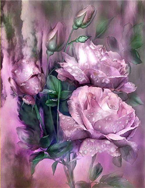 Broderie completă cu diamante, flori, bujor, broderie cu diamante, decorare cu punct de cruce, artă mozaic, decor pentru casa