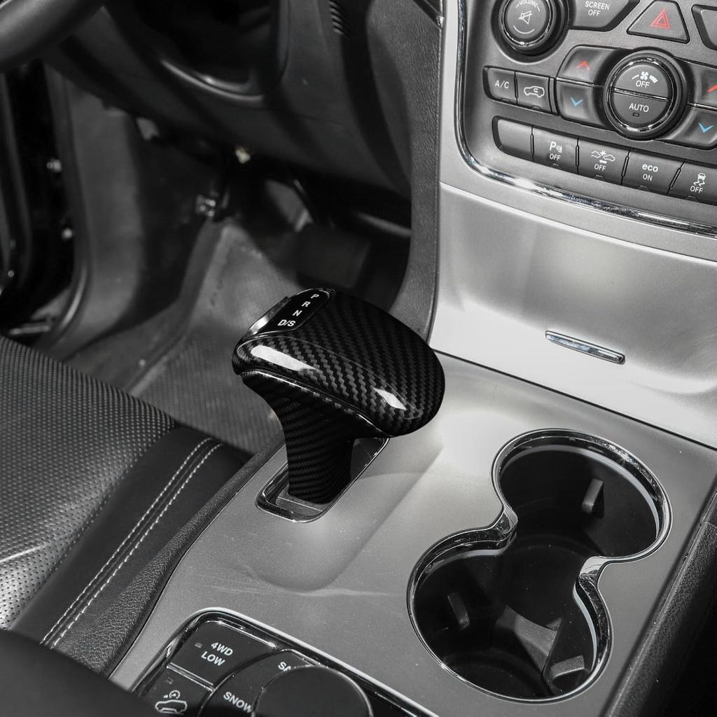 RT-TCZ Carbon Fiber Gear Shift Knob Cover Trim Decorative Interior Accessories Compatible with Jeep Grand Cherokee 2014-2015
