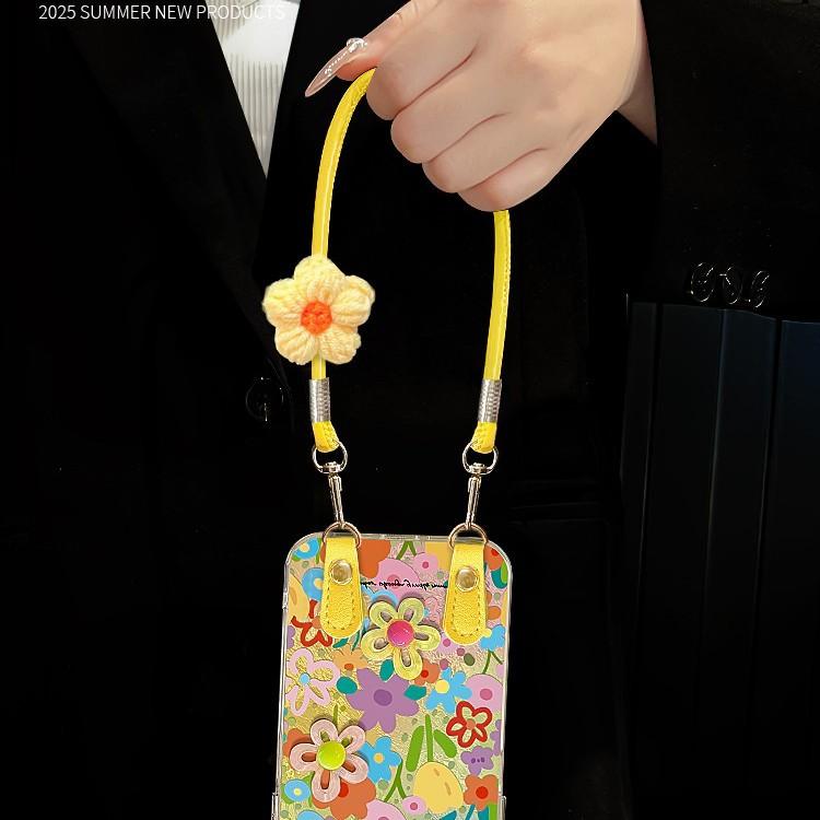 Flower doll lanyard for Apple 16 glacier pattern mobile phone case 13promax premium sense 15 summer 14 all-inclusive