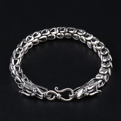 Nový design Vintage kreativní náramek Silver Dragon Head Thick Couple Trend Domineering pánské šperky