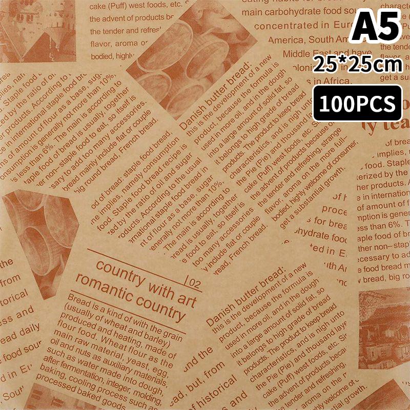 100Pcs Oil-Proof Wax Paper Food Wrapper Paper Bread Sandwich Burger Fries Wrapping Tray Basket Liners Fast Food Bread Oilpaper