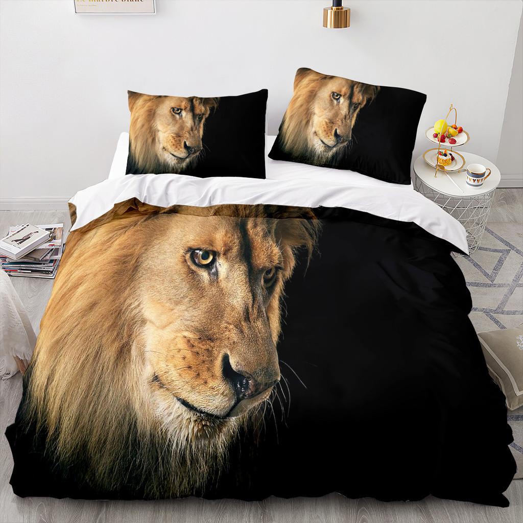 Animal Lion Bedding Set Cool Animal Bed Linen Home Decor Single Double Twin Size For Boys Girls Kids Adults Lion Duvet Cover Set