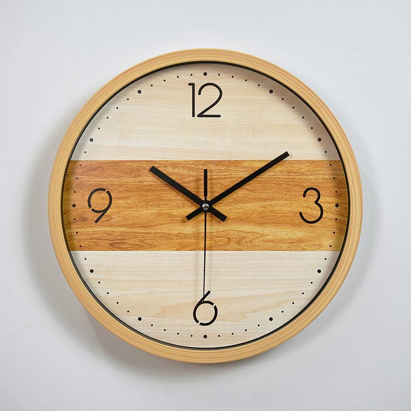 12 Inch Modern Light Luxury Wooden Wall Clock Mute Non-ticking Three-dimensional Suitable for Study Library Bedroom Living Room