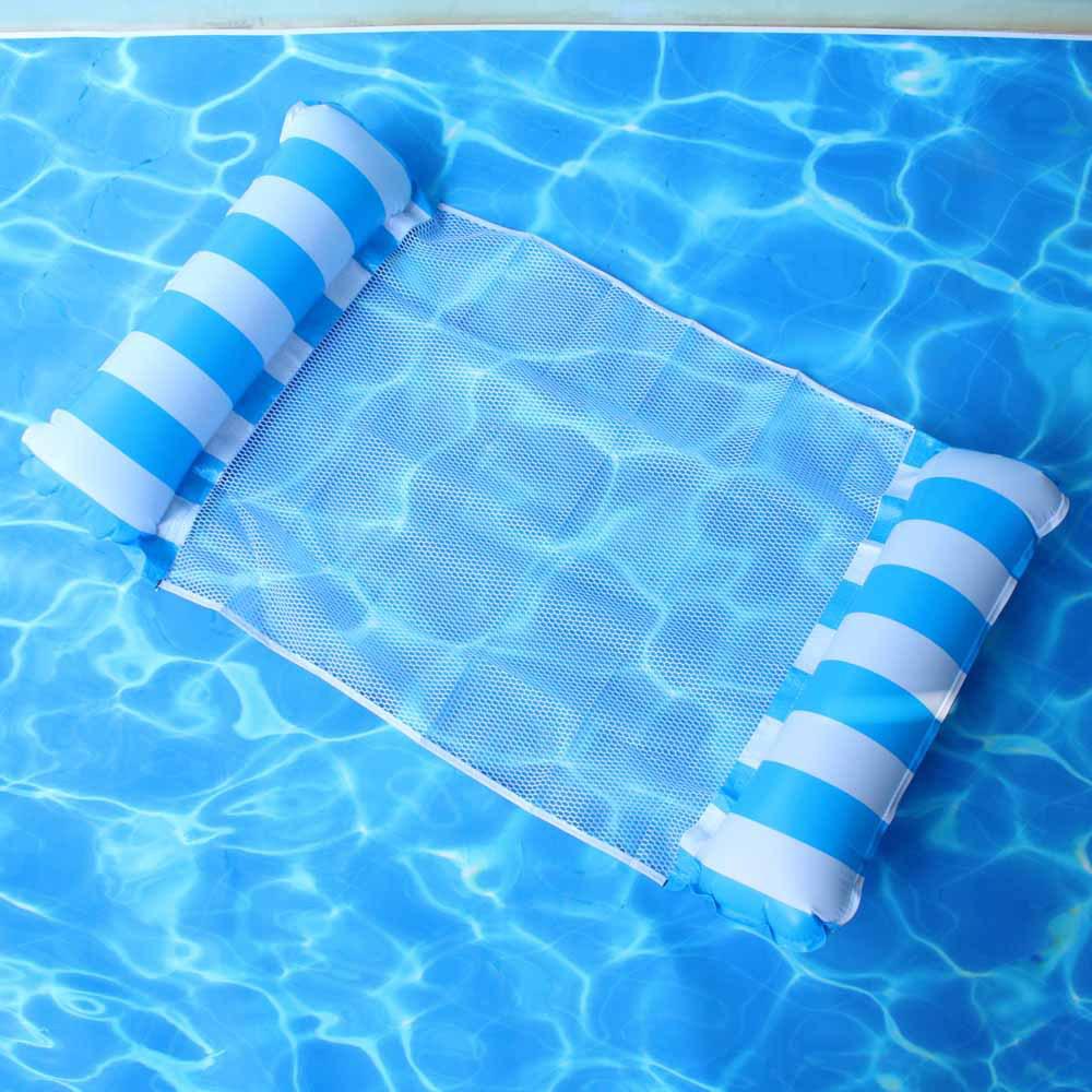 Foldable Striped Pool Hammock: New Style Inflatable Float & Mesh Recliner