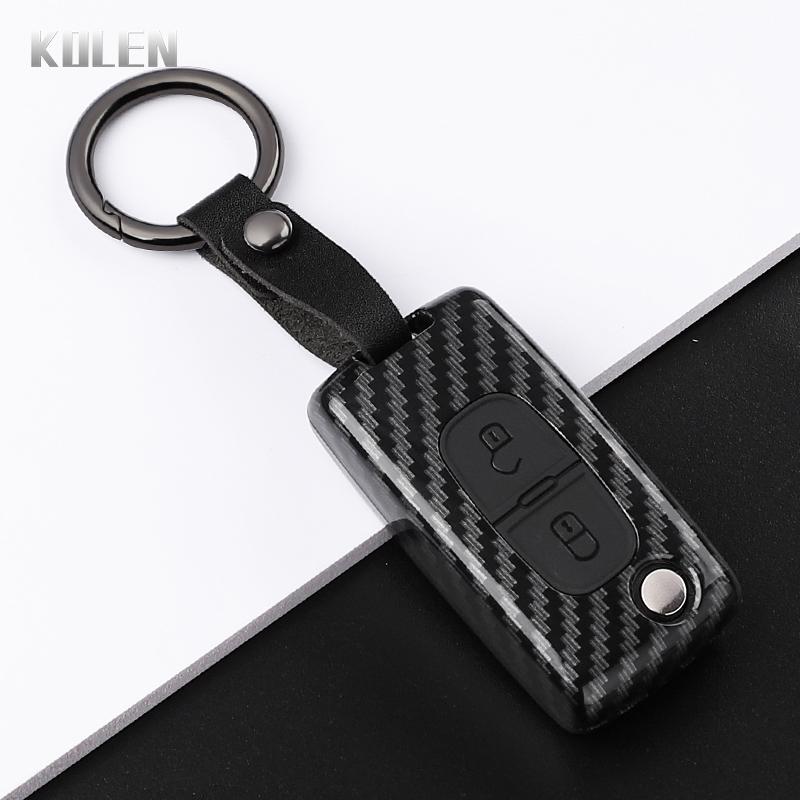 Abs Carbon Fiber Style Car Key Case Cover For Peugeot 107 207 307 308 407 607 3008 5008 For Citroen Xsara Picasso C5 C6 C8 Fob