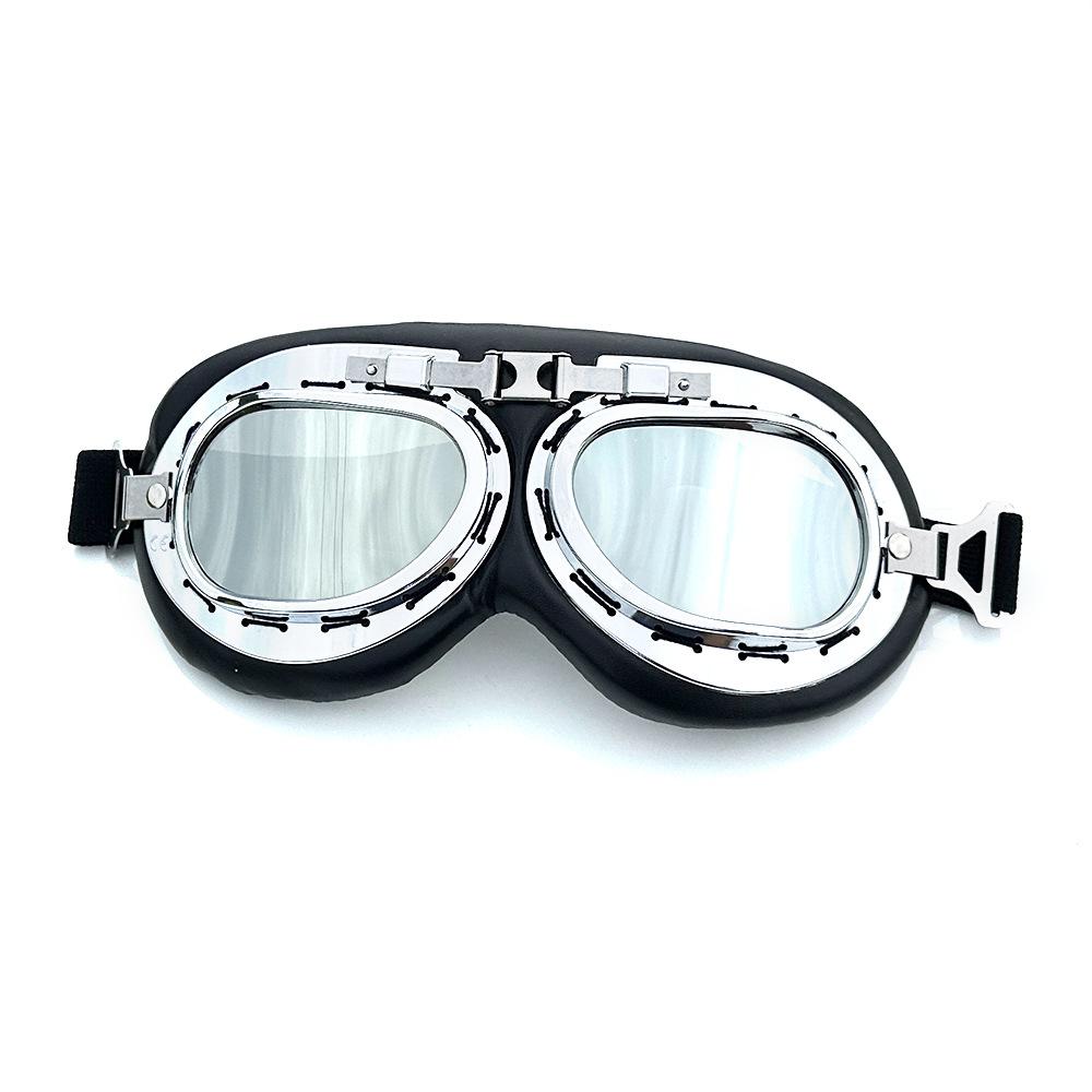 Harley retro silver-framed goggles, motorcycle windproof eyewear, helmet goggles, rider protective eyewear
