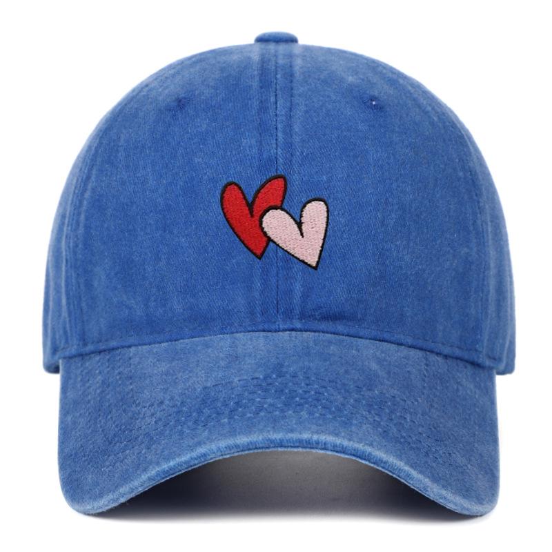 Versatile Vintage Peach Heart Embroidery Baseball Cap - Korean Style, Thin, Soft Brim, Spring/Summer, Unisex