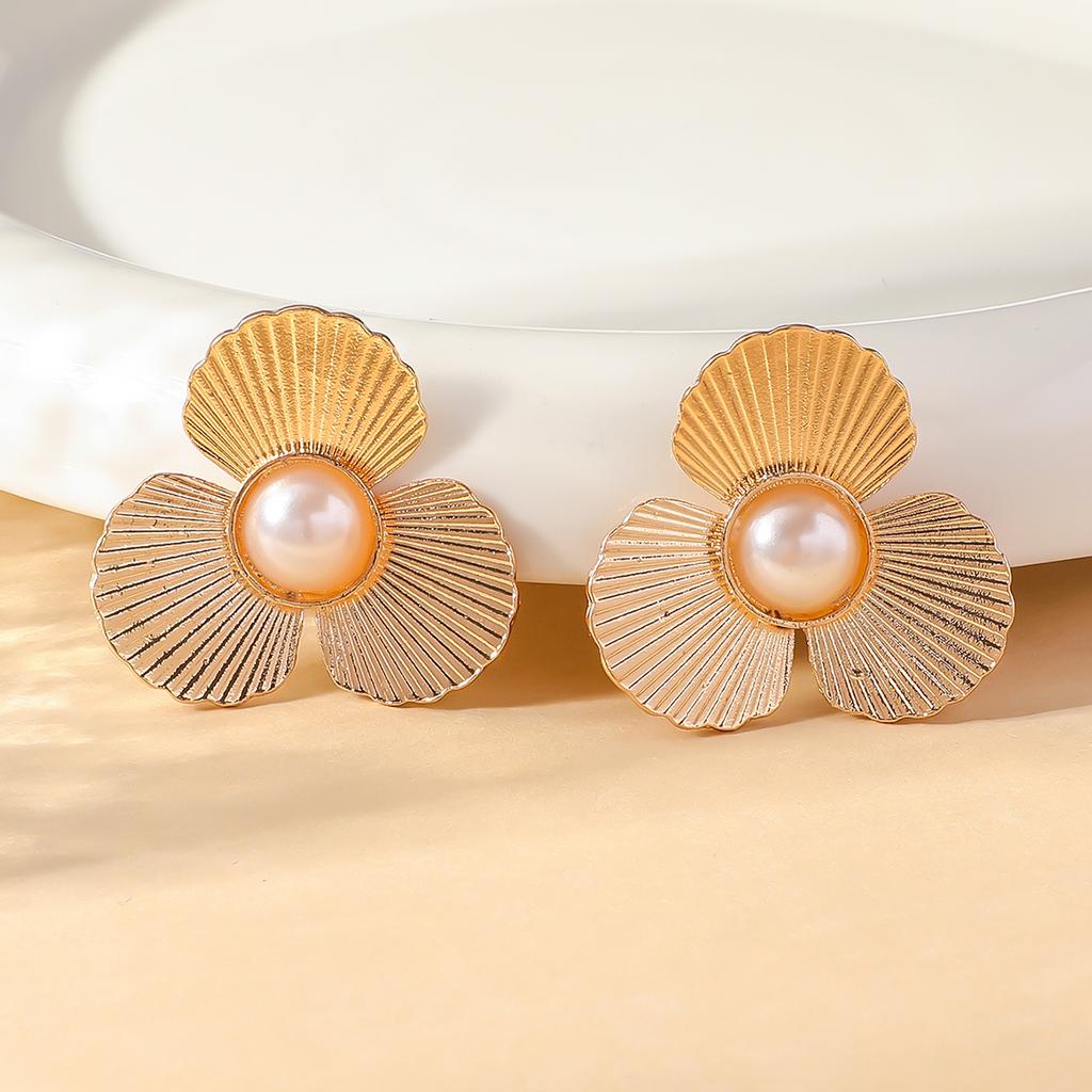 2PC Women's Fashion Alloy Petal Earrings Zircon Earrings Outdoor Travel Party Festival Dress Up Gifts