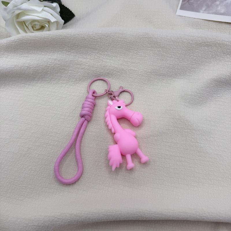 Kreskówkowy Uroczy Flokowany Kucyk Breloczek Zodiakalny Koń Wisiorek Breloczek Dekoracja do Powieszenia na Plecak Maskotka Roku Prezenty