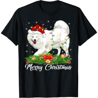 Samoyed Dog Lover Matching Santa Hat Samoyed Christmas T-Shirt