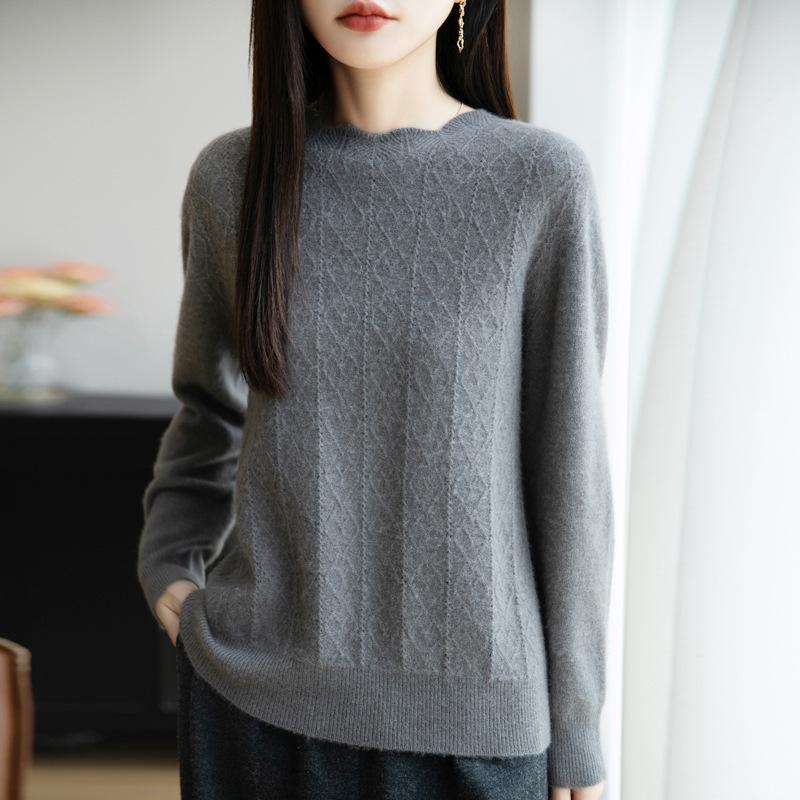 

Новый осенне-зимний вязаный свитер с круглым вырезом для женщин, свободный пуловер с длинными рукавами, базовый слой, повседневный и простой свитер XXL