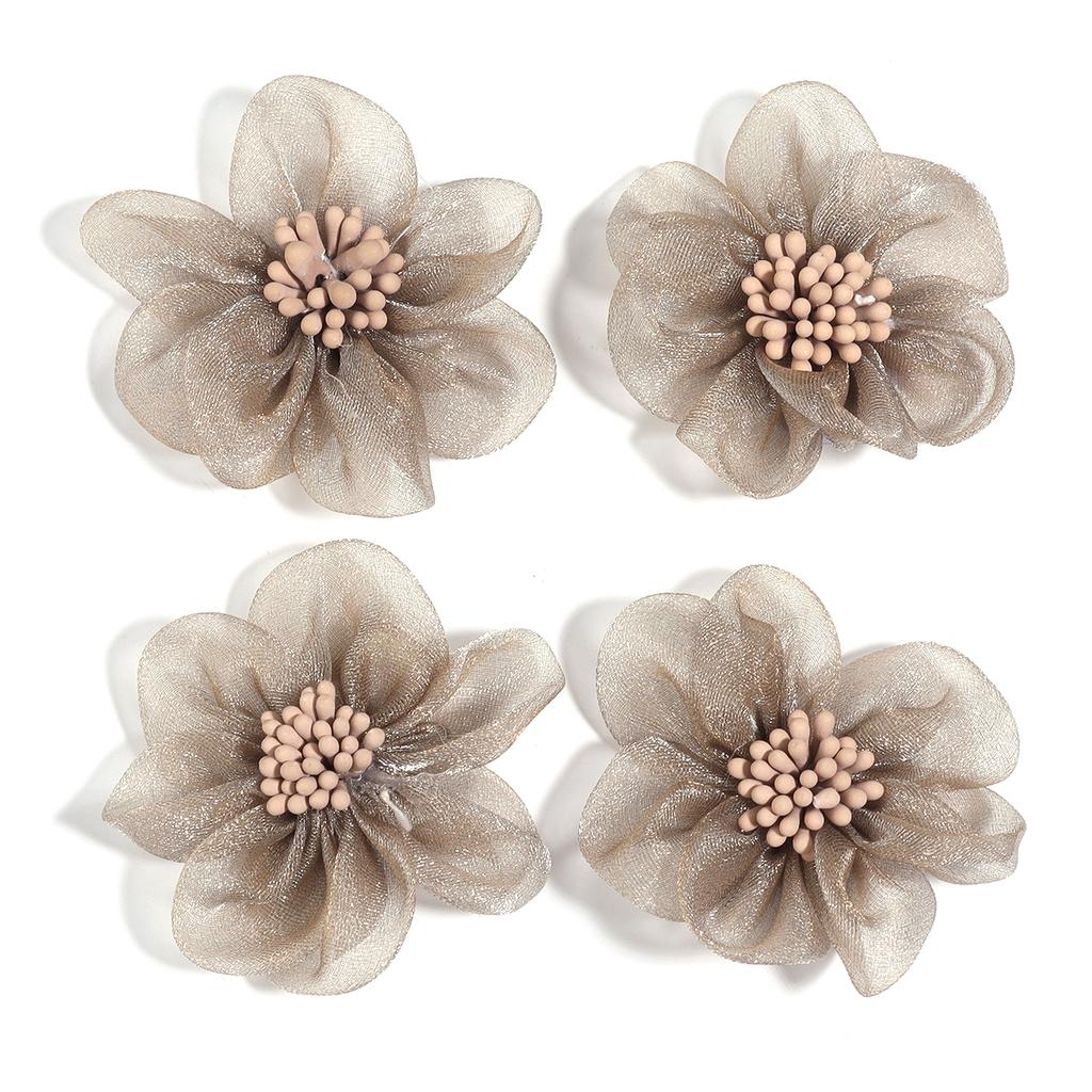 4pcs 5cm Organza Artificial Flowers Colorful Fabric Flowers With Stamens For DIY Wedding Party Home Clothing Headwear Decoration