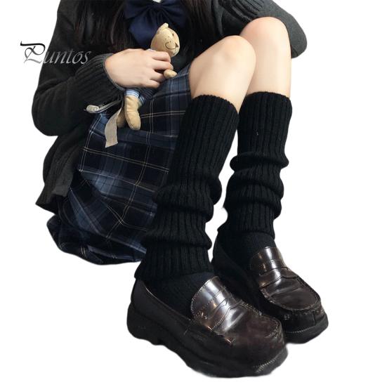 Boot Socks 1 Pair Leg Warmers Mid Calf Thickened Knitted Lolita Ribbed Keep Covers Warm Solid Color Autumn Winter Women Stockings for Dating