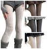 Cotton Material Tights Ribbed Texture Thigh High Stockings Essential Leggings