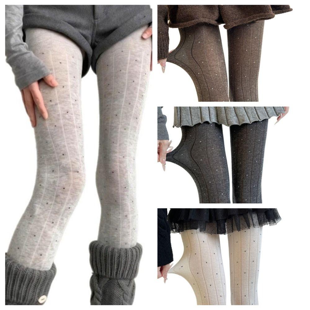 Cotton Material Tights Ribbed Texture Thigh High Stockings Essential Leggings