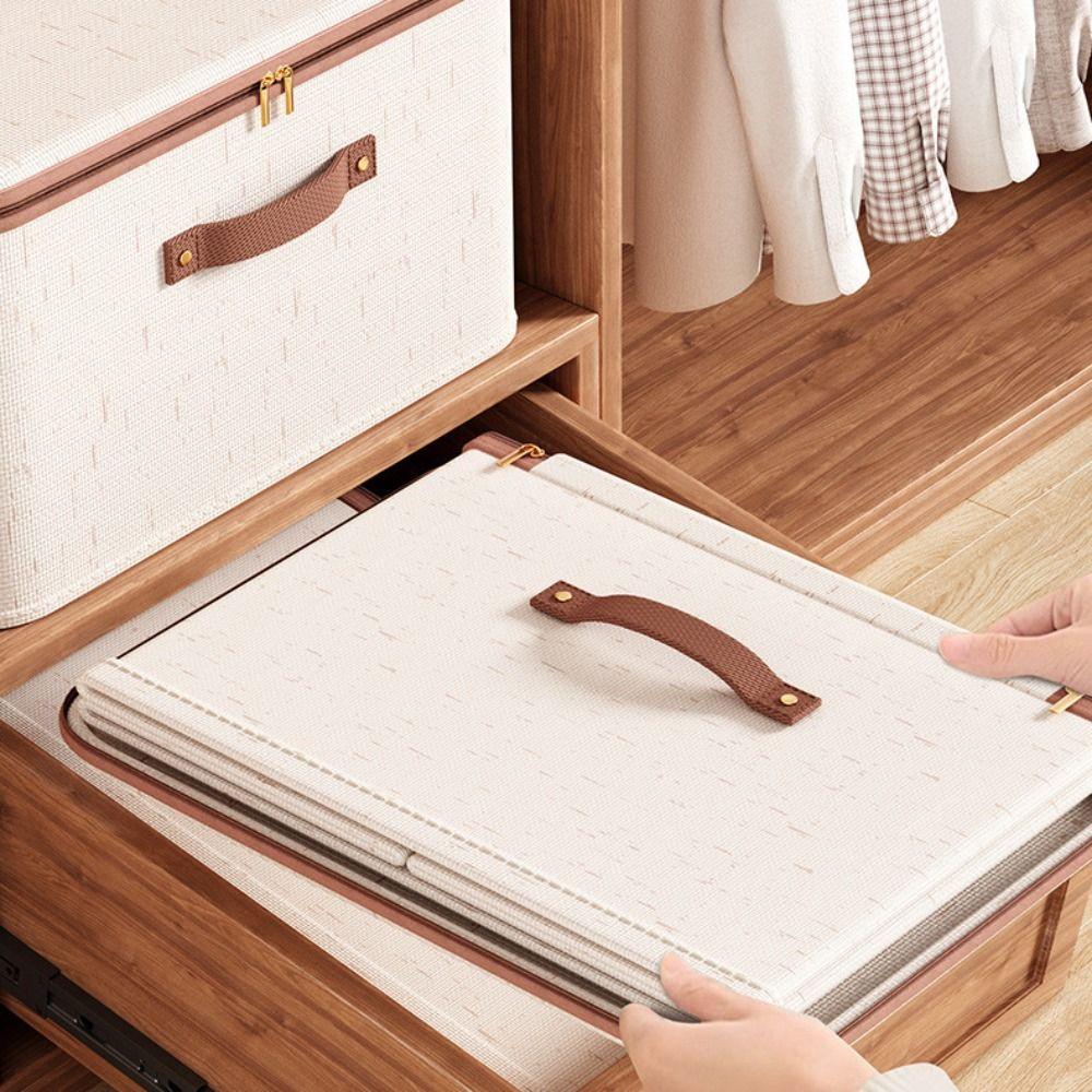 with Lid Linen Zipper Storage Boxes Large Capacity Clothing Storage Basket Sorting Box  Home